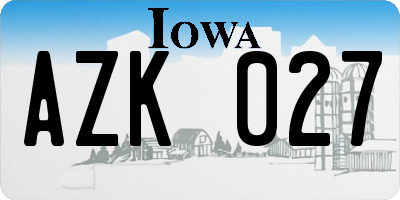 IA license plate AZK027