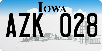 IA license plate AZK028