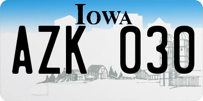 IA license plate AZK030