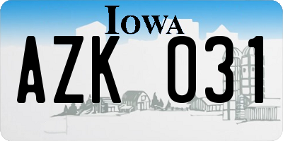 IA license plate AZK031