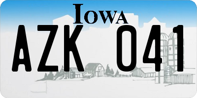 IA license plate AZK041