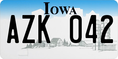 IA license plate AZK042