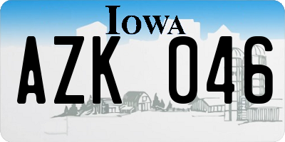 IA license plate AZK046