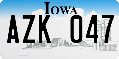 IA license plate AZK047