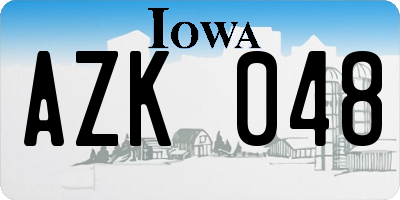IA license plate AZK048