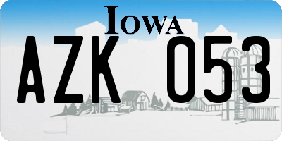 IA license plate AZK053