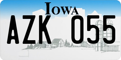 IA license plate AZK055