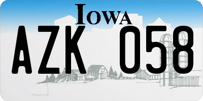 IA license plate AZK058