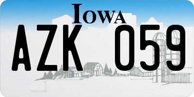 IA license plate AZK059
