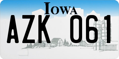 IA license plate AZK061