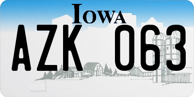 IA license plate AZK063