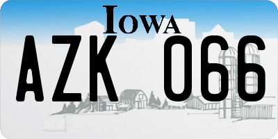 IA license plate AZK066