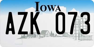 IA license plate AZK073