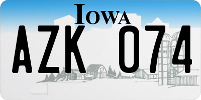 IA license plate AZK074