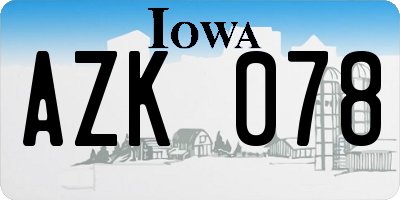 IA license plate AZK078