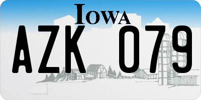 IA license plate AZK079