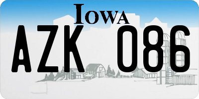 IA license plate AZK086