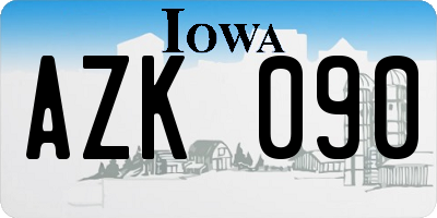 IA license plate AZK090