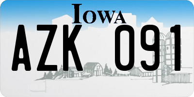 IA license plate AZK091