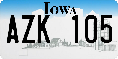 IA license plate AZK105