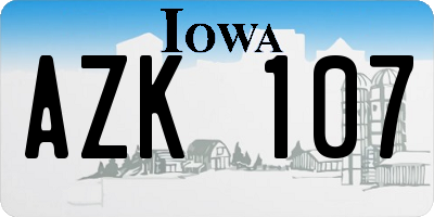 IA license plate AZK107