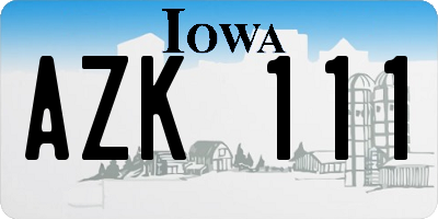 IA license plate AZK111