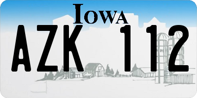 IA license plate AZK112