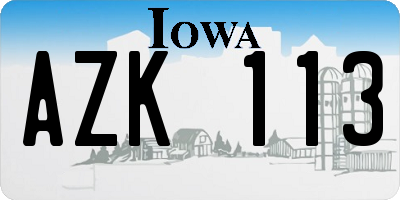 IA license plate AZK113