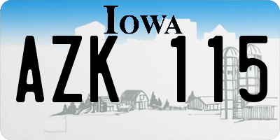 IA license plate AZK115