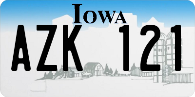 IA license plate AZK121