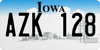 IA license plate AZK128