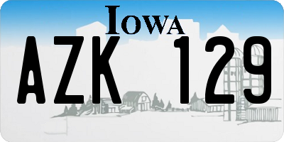 IA license plate AZK129