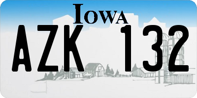IA license plate AZK132