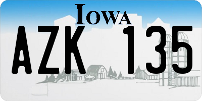 IA license plate AZK135