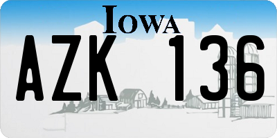 IA license plate AZK136