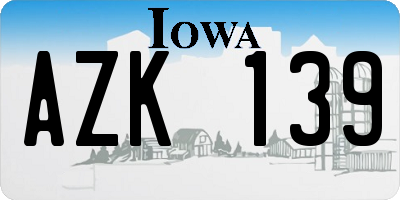IA license plate AZK139