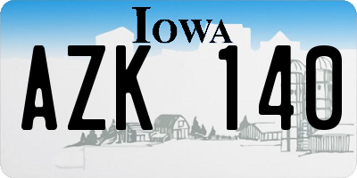 IA license plate AZK140