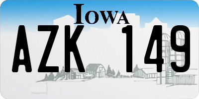 IA license plate AZK149