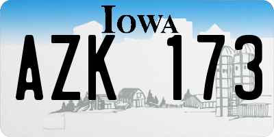 IA license plate AZK173