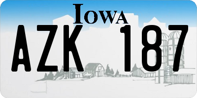 IA license plate AZK187
