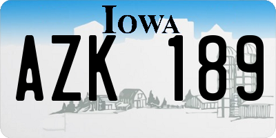 IA license plate AZK189