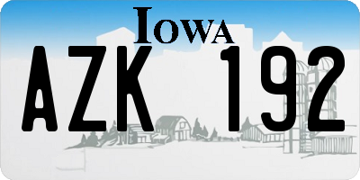 IA license plate AZK192