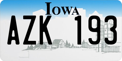 IA license plate AZK193