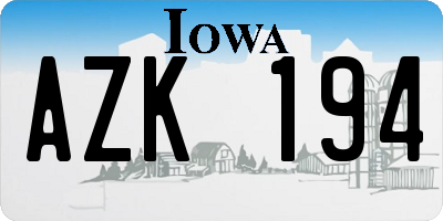 IA license plate AZK194