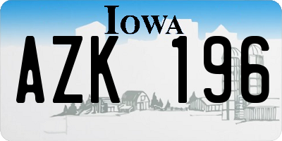 IA license plate AZK196