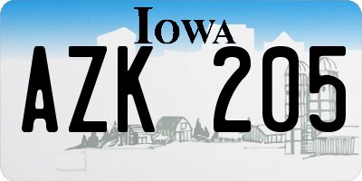 IA license plate AZK205