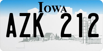 IA license plate AZK212