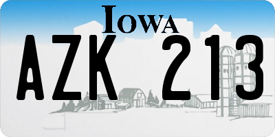 IA license plate AZK213