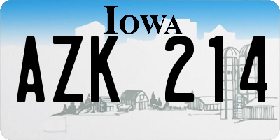 IA license plate AZK214