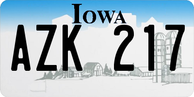IA license plate AZK217